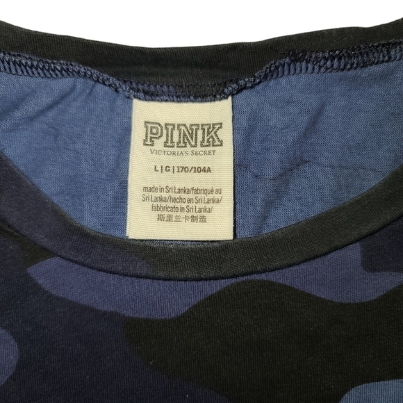 Vs PINK blue white black silver foil camo campus tee - Picture 2 of 3